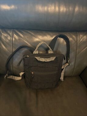 Universal Thread Black Quilted Backpack with Patterned Straps